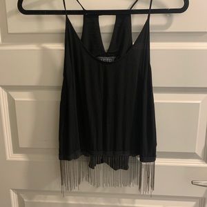 Black Top with Chain Fringe
